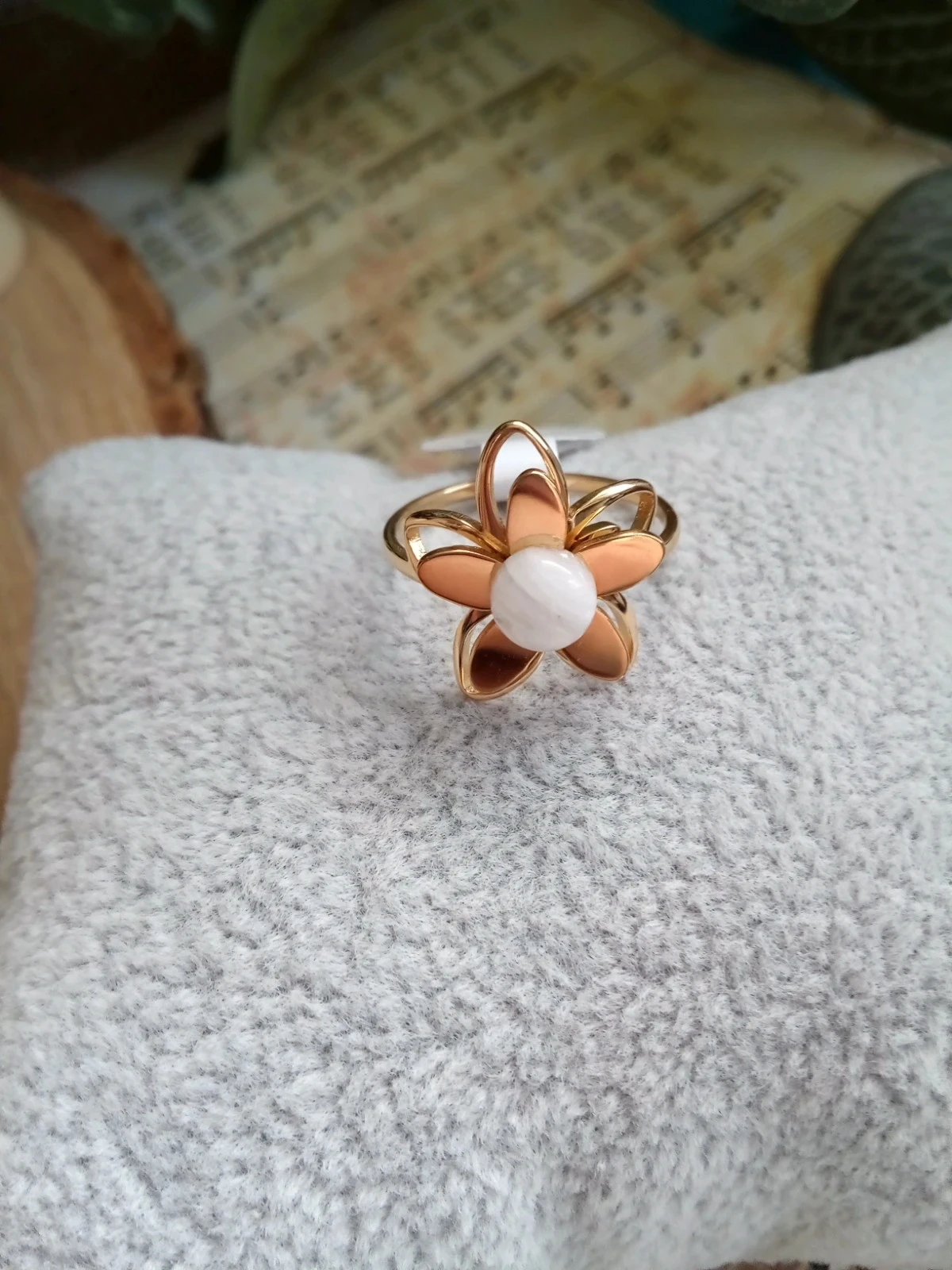 Bague fleur pierre de lune – photo 2